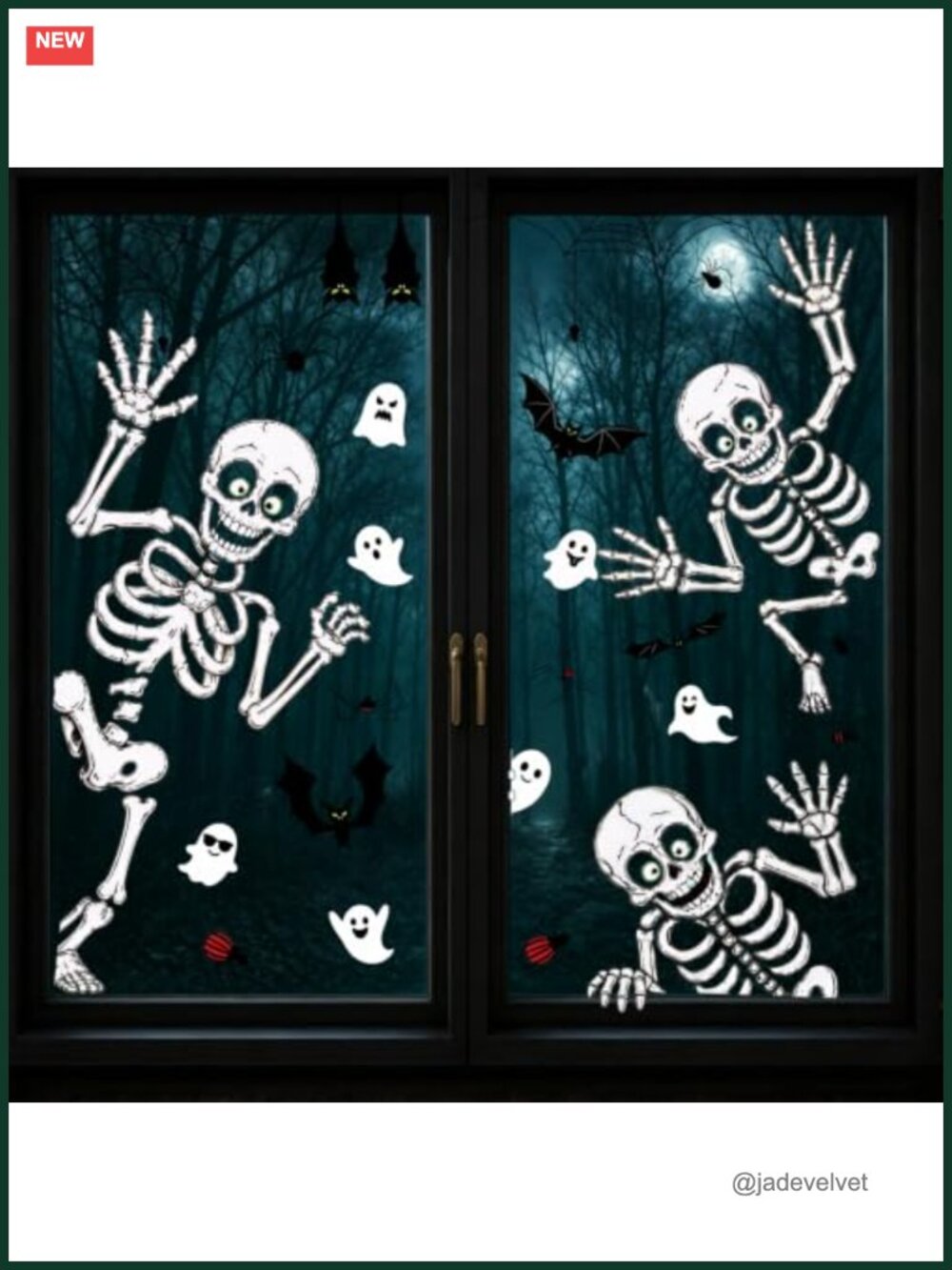 Halloween Window Clings Decorations Skeleton Ghost Stickers Set of 9 Reusable